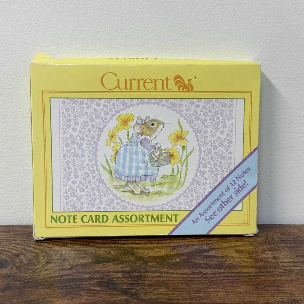Vintage Current Note Cards Set of 12 Field Mouse Country 4 Designs Boxed 1980s